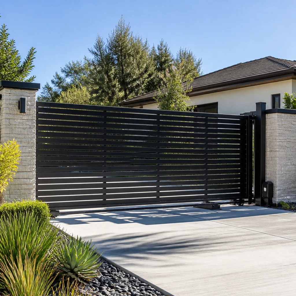 Sliding driveway gates