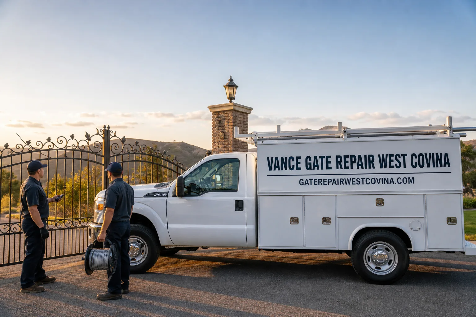 Vance Gate Repair West Covina gate repair service vehicle and crew in West Covina, CA